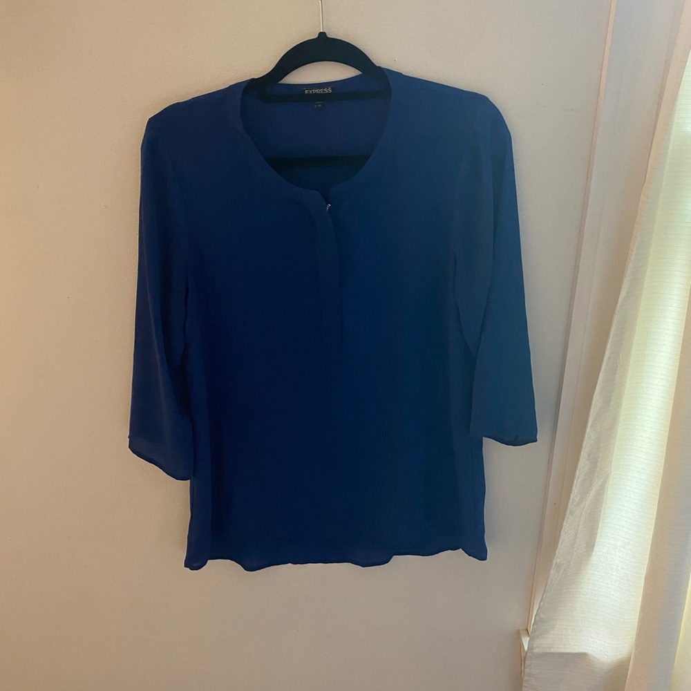 Express Navy Zipper Long Sleeve Shirt